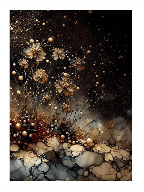 Ekart Altın Sarısı Çiçekler Modern Ahşap Tablo 25 cm x 35 cm - Image 1