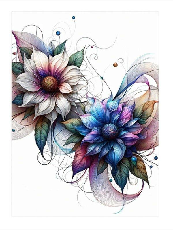 Ekart Beyaz Ve Mor Çiöekler Desenli Ahşap Tablo 25 cm x 35 cm - Image 1