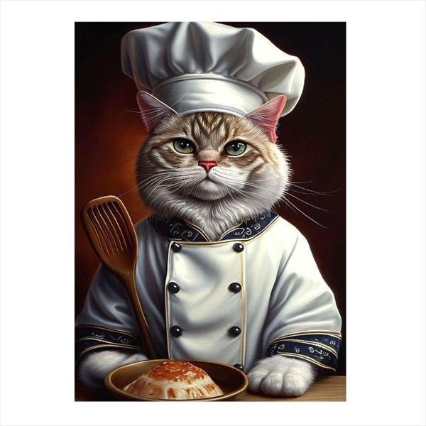 Ekart Aşçı Kedi Hediyelik Ahşap Tablo 35 cm x 50 cm - Image 1