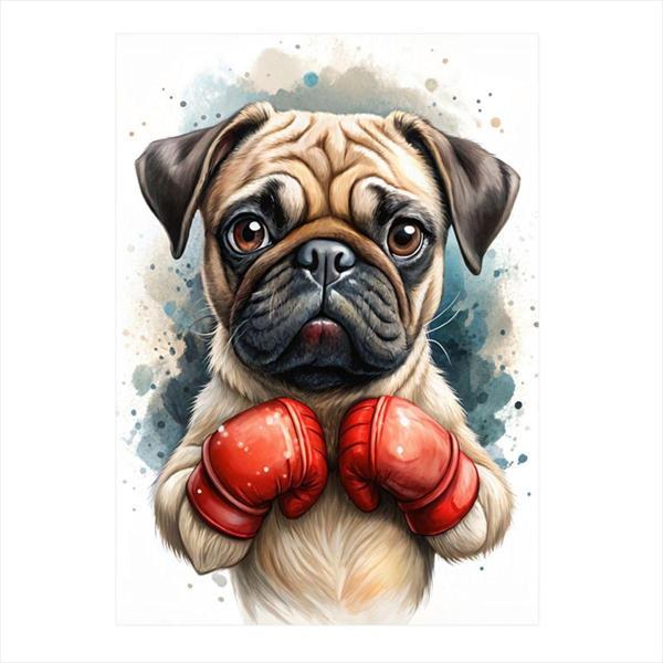 Ekart Boksör Pug Köpek Hediyelik Ahşap Tablo 35 cm x 50 cm - Image 1