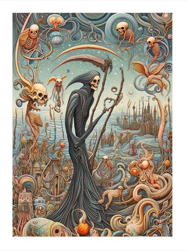 Ekart Azrail Ve İskeletler Hediyelik Ahşap Tablo 25 cm x 35 cm - Image 1