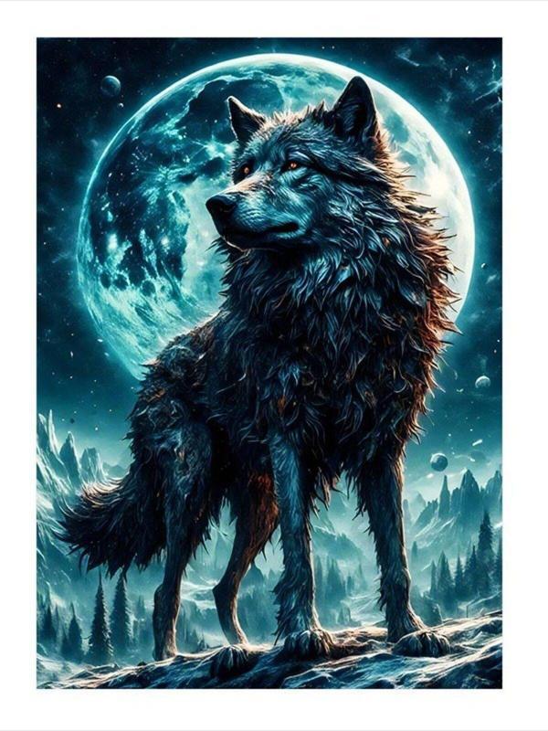 Ekart Dolunay Ve Asil Bozkurt Dekoratif ahşap Tablo 25 cm x 35 cm - Image 1