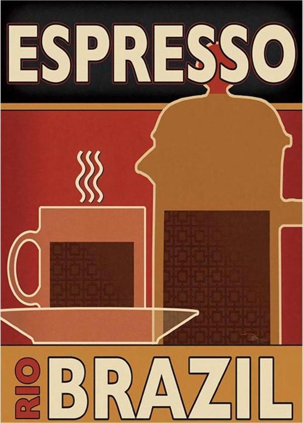 Ekart Espresso Kahve Desenli Ahşap Tablo 35 cm x 50 cm - Image 1