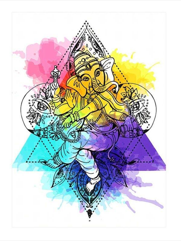 Ekart Fil Tanrı Ganesha Tasarım Ahşap Tablo 25 cm x 35 cm - Image 1