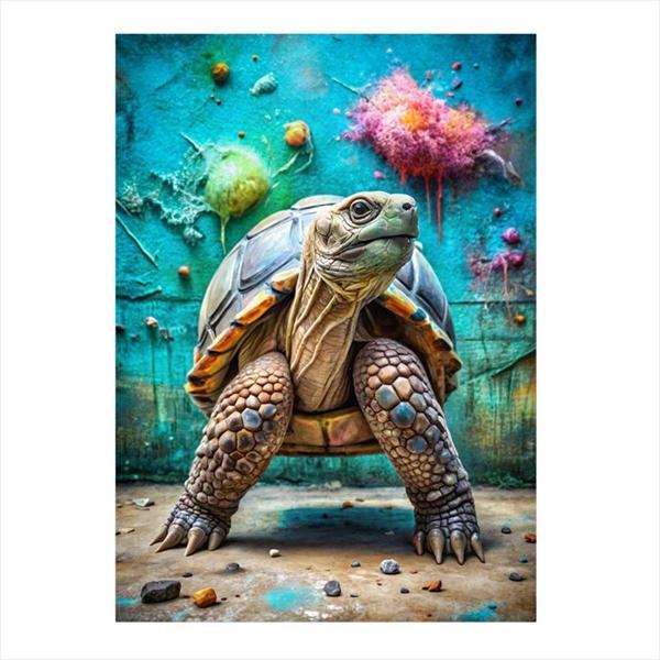 Ekart Kaplumbağa Ve Boyalar Hediyelik Ahşap Tablo 35 cm x 50 cm - Image 1