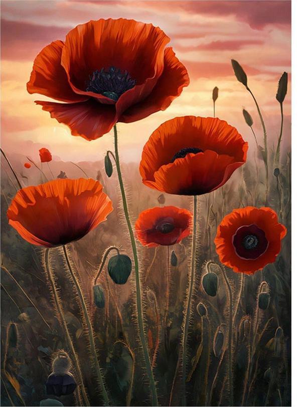 Ekart Gelincik Çiçekleri Hediyelik Ahşap Tablo 35 cm x 50 cm - Image 1