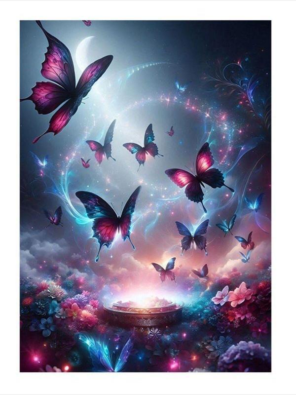 Ekart Işıltılı Kelebekler Tasarım Ahşap Tablo 35 cm x 50 cm - Image 1