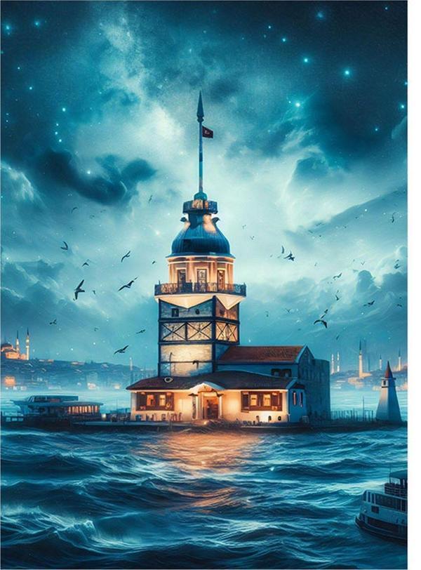 Ekart İstanbul Kız Kulesi Tasarım Ahşap Tablo 35 cm x 50 cm - Image 1