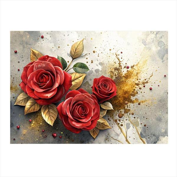 Ekart Kırmızı Güller Dekoratif ahşap Tablo 25 cm x 35 cm - Image 1