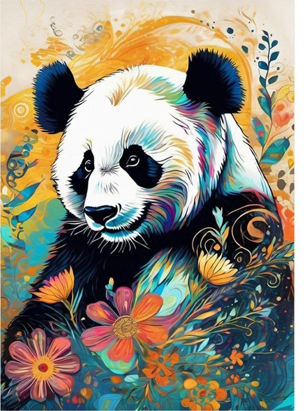 Ekart Panda Ve Çiçekler Model Ahşap Tablo 35 cm x 50 cm - Image 1