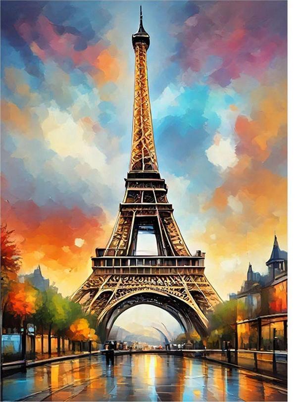 Ekart Paris Eyfel Kulesi Desenli Ahşap Tablo 35 cm x 50 cm - Image 1