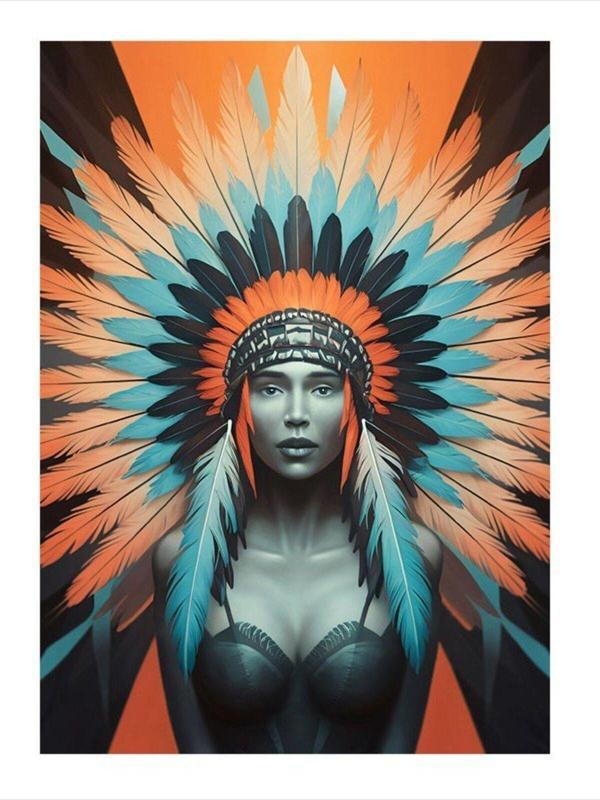 Ekart Kızılderili Kadın Dekoratif ahşap Tablo 25 cm x 35 cm - Image 1