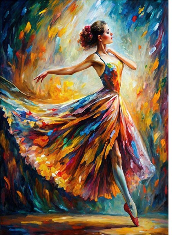 Ekart Pastel Renkler İçindiki Balerin Kadın Hediyelik Ahşap Tablo 25 cm x 35 cm - Image 1