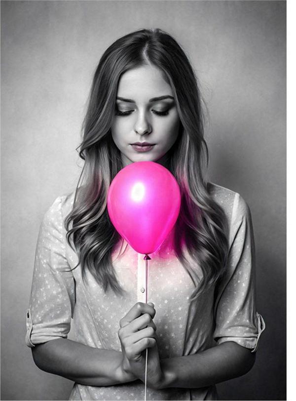 Ekart Pembe Balonlu Kız Hediyelik Ahşap Tablo 35 cm x 50 cm - Image 1