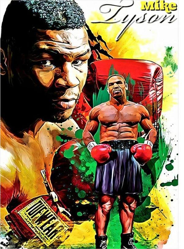 Ekart Mike Tyson Desenli Ahşap Tablo 35 cm x 50 cm - Image 1