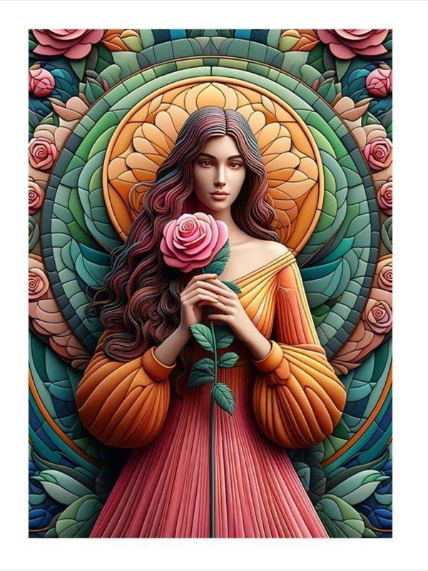 Ekart Pembe Güller Ve Kadın Dekoratif ahşap Tablo 25 cm x 35 cm - Image 1