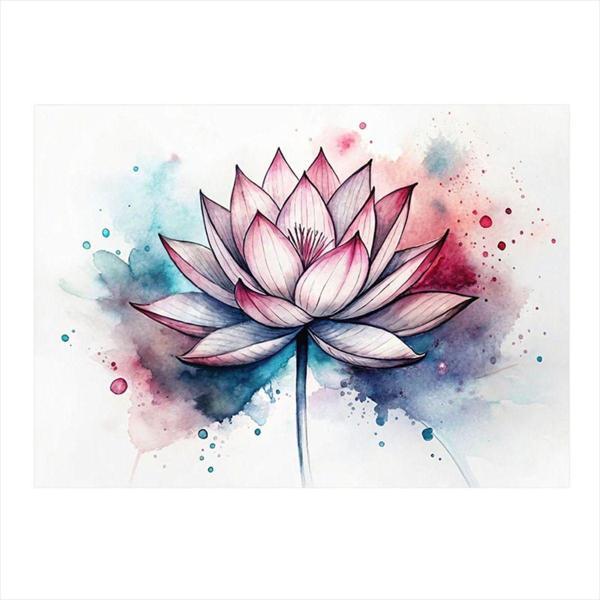 Ekart Pembe Lotus Çiçeği Desenli Ahşap Tablo 35 cm x 50 cm - Image 1