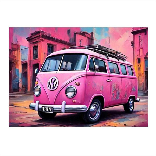 Ekart Pembe Minibüs Tasarım Ahşap Tablo 35 cm x 50 cm - Image 1