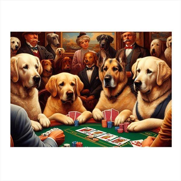 Ekart Kumarbaz Köpekler Dekoratif ahşap Tablo 35 cm x 50 cm - Image 1