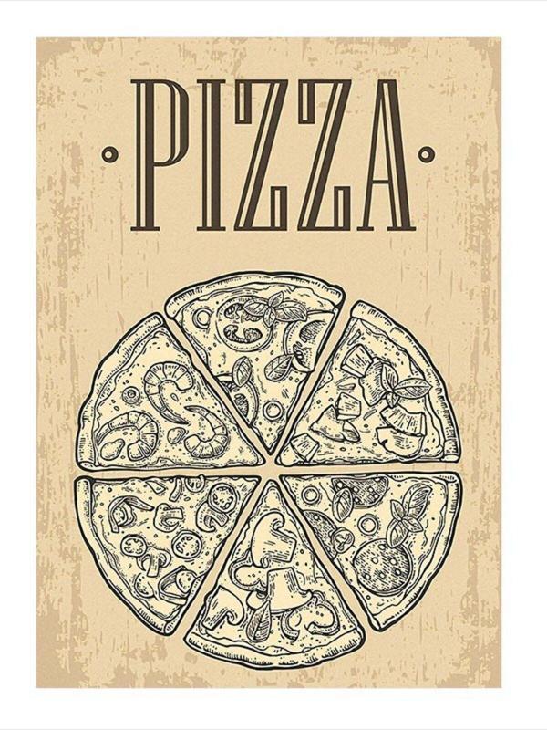 Ekart Pizza Temalı Model Ahşap Tablo 25 cm x 35 cm - Image 1