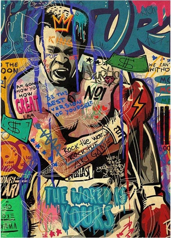 Ekart Muhammed Ali Boksör Modern Ahşap Tablo 35 cm x 50 cm - Image 1