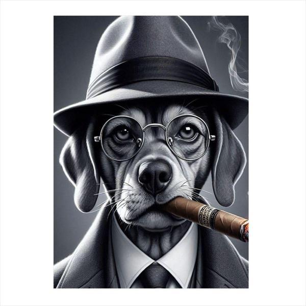 Ekart Puro İçen Retro Köpek Desenli Ahşap Tablo 35 cm x 50 cm - Image 1