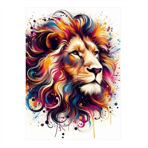 Ekart Renkli Aslan Hediyelik Ahşap Tablo 35 cm x 50 cm - Image 1