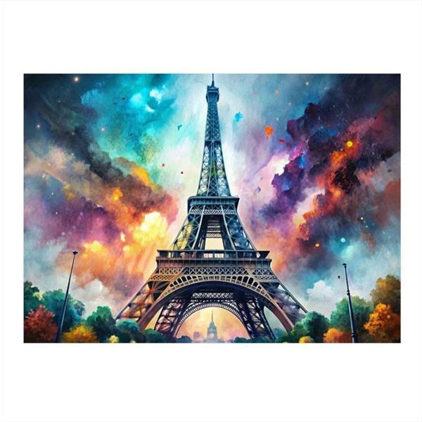 Ekart Renkli Eyfel Kulesi Desenli Ahşap Tablo 35 cm x 50 cm - Image 1