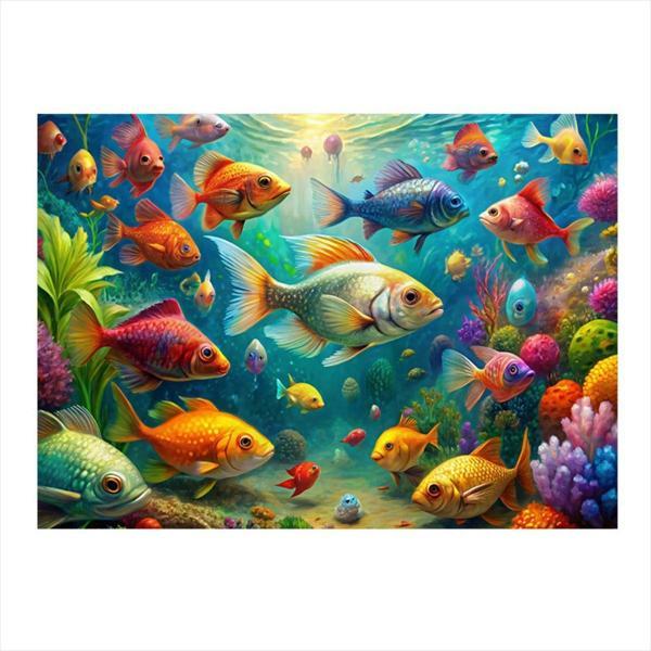 Ekart Sudaki Balıklar Hediyelik Ahşap Tablo 35 cm x 50 cm - Image 1