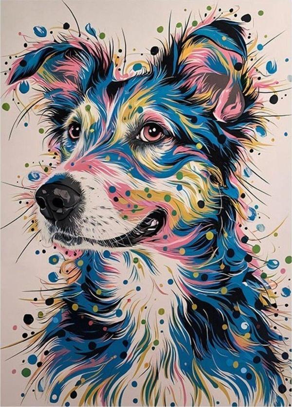 Ekart Sevimli Köpek Modern Ahşap Tablo 50 cm x 70 cm - Image 1
