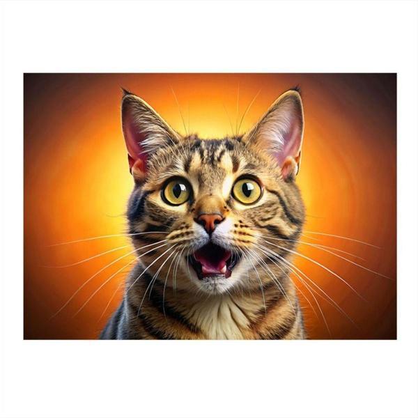 Ekart Şaşkın Kedi Modern Ahşap Tablo 35 cm x 50 cm - Image 1