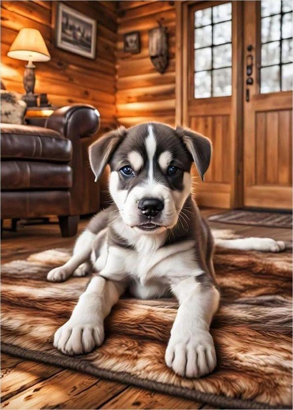 Ekart Sevimli Yavru Köpek Model Ahşap Tablo 25 cm x 35 cm - Image 1