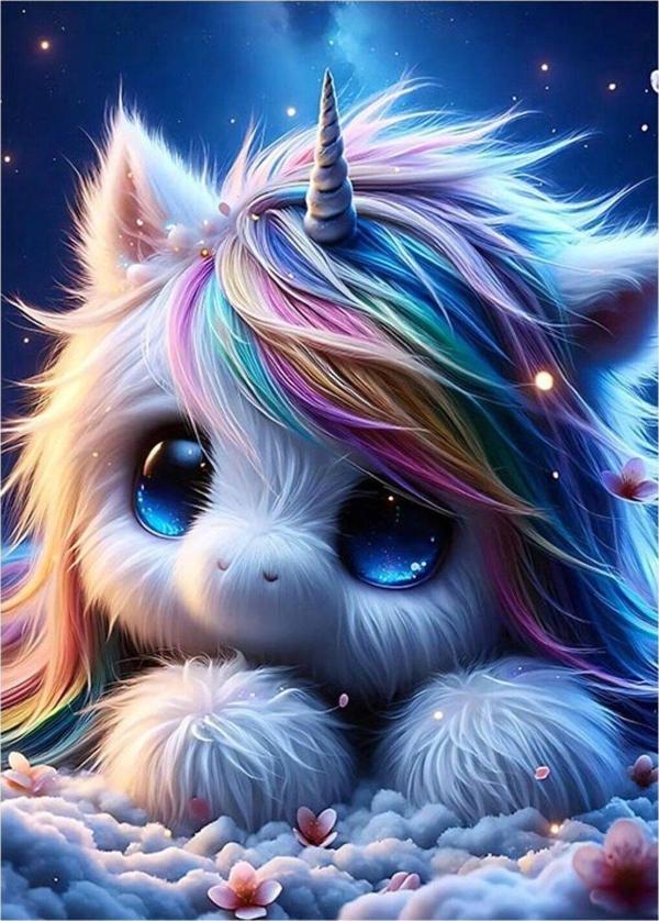 Ekart Sevimli Yavru Unicorn Dekoratif ahşap Tablo 25 cm x 35 cm - Image 1