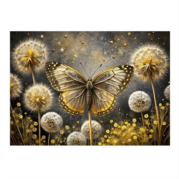 Ekart Şeytan Tüyü Ve Kelebek Model Ahşap Tablo 35 cm x 50 cm - Image 1