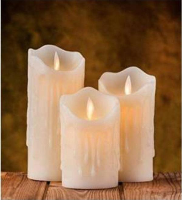 Mobgift 3'Lü Led Mum Pilli Dekoratif Gece Lambası - Parafinli - Image 1