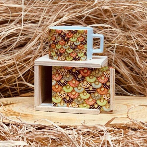 Mobgift Beyaz Donut Tasarımlı Kutulu Kupa - Image 1