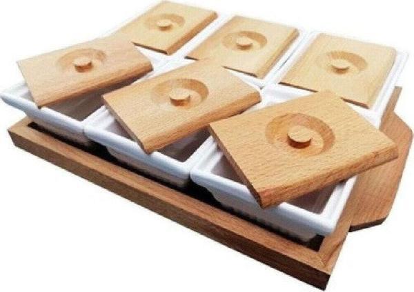 Mobgift Ahşap Kapaklı Lüx Seramik Kahvaltılık Seti 6'Lı - Image 1