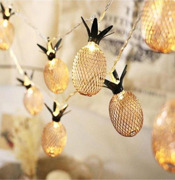 Mobgift Dekoratif Ananas Ampullü 2 Metre 10 Led Ananaslı Lamba Aydınlatma - Image 1