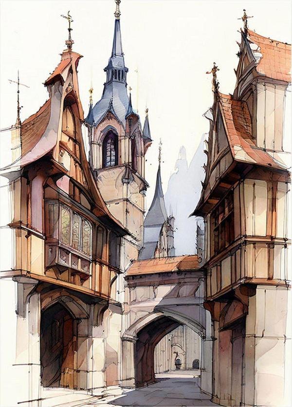 Ekart Viking Evleri Tasarım Ahşap Tablo 35 cm x 50 cm - Image 1