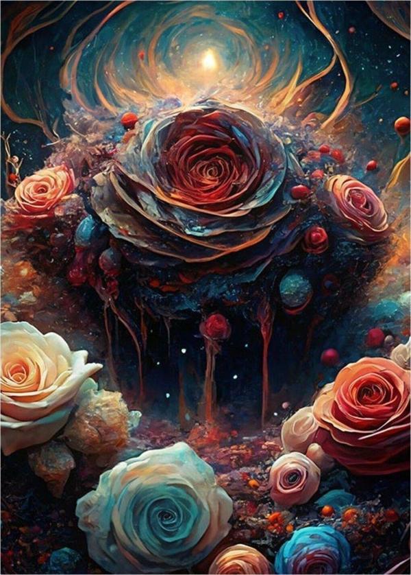 Ekart Yağlı Boya Güller Tasarım Ahşap Tablo 25 cm x 35 cm - Image 1