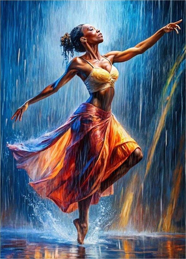 Ekart Yağmurda Dans Eden Kadın Modern Ahşap Tablo 25 cm x 35 cm - Image 1