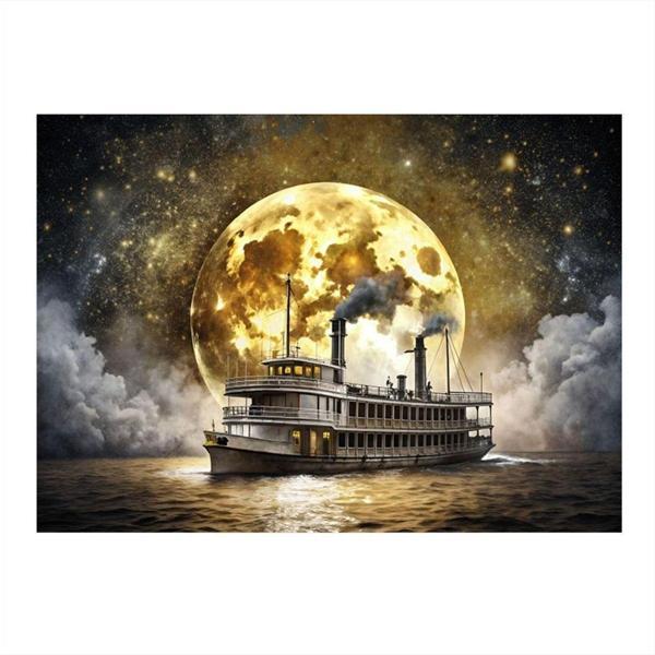 Ekart Yandan Çarklı Tekne Modern Ahşap Tablo 25 cm x 35 cm - Image 1