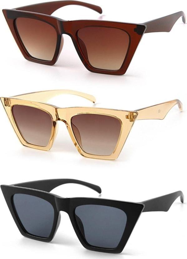 Mobgift Cat Eye Yeni Kadın Güneş Gözlüğü 3 Lü Set Fırsat Ürünü - Image 1