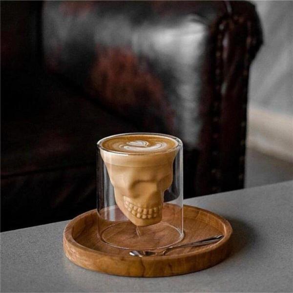 Mobgift Çift Cidarlı Kuru Kafa Tasarımlı Bardak 150 Ml - Image 1