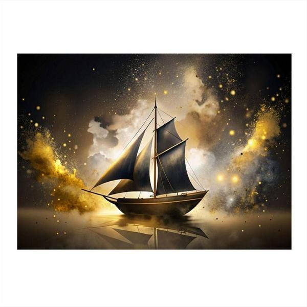 Ekart Yelkenli Tekne Model Ahşap Tablo 35 cm x 50 cm - Image 1