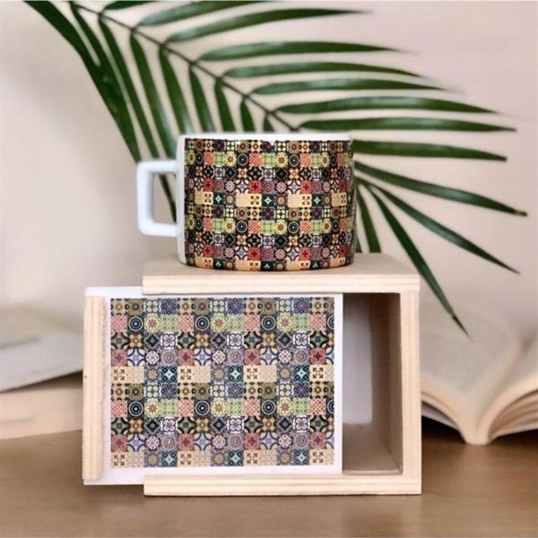 Mobgift Etnik Desenli Kutulu Kupa Sürpriz Hediyeli - Image 1