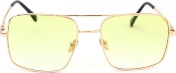 Mobgift Gold Metal Çerçeveli Sarı Degrade Camlı Kare Unisex Güneş Gözlüğü - Image 1
