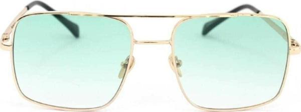 Mobgift Gold Metal Çerçeveli Yeşil Degrade Camlı Kare Unisex Güneş Gözlüğü - Image 1
