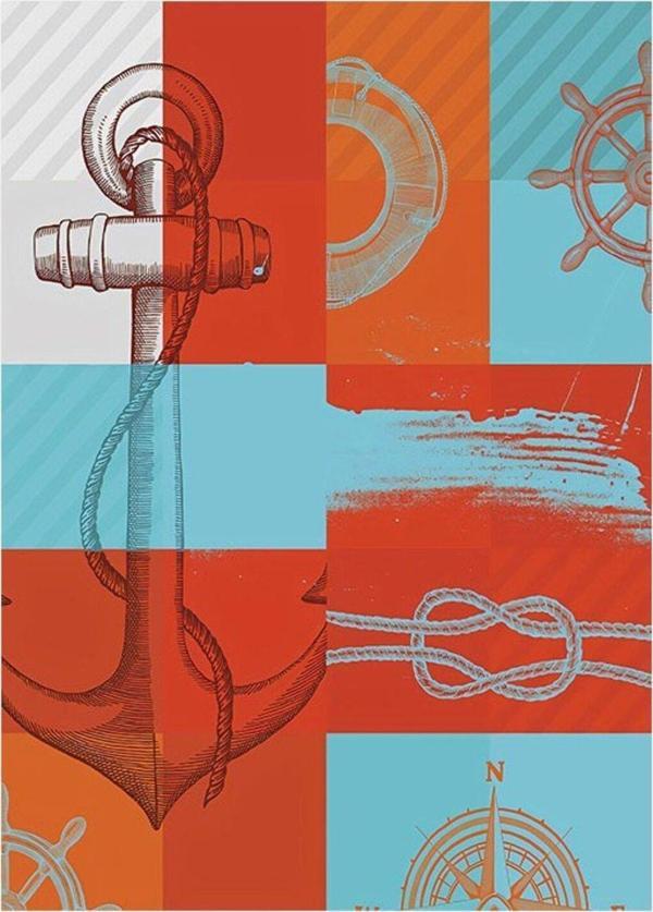 Ekart Gemi Çapası Ve Denizci Düğümü Mdf poster 35 cm x 50 cm - Image 1