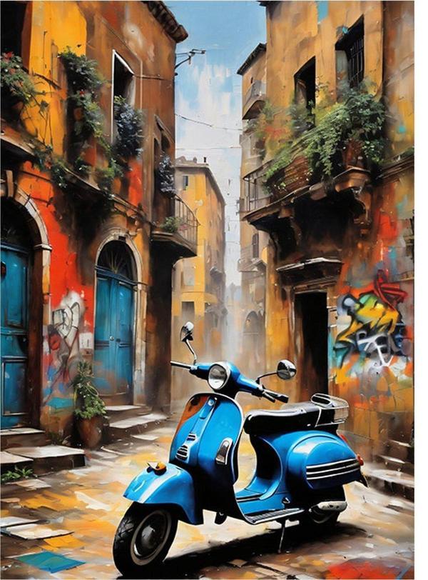 Ekart Retro Scooter Motor Art Mdf Poster 50 cm x 70 cm - Image 1